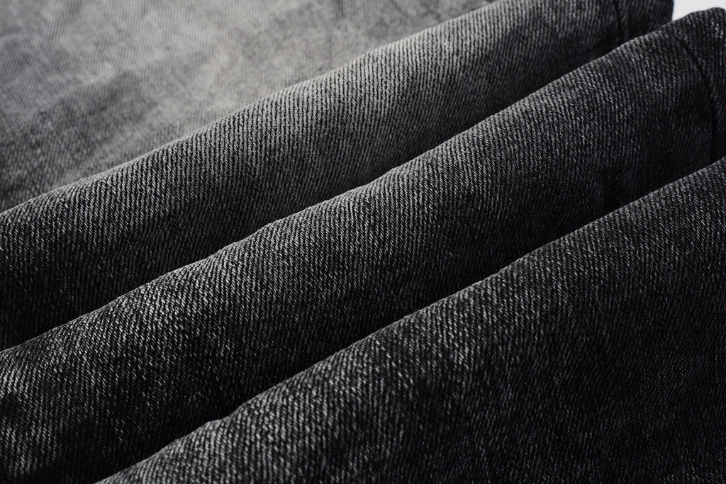 PURPLE  Men Streetwear Skinny Jeans Dark Gray Wash with Minimalist Style 9019