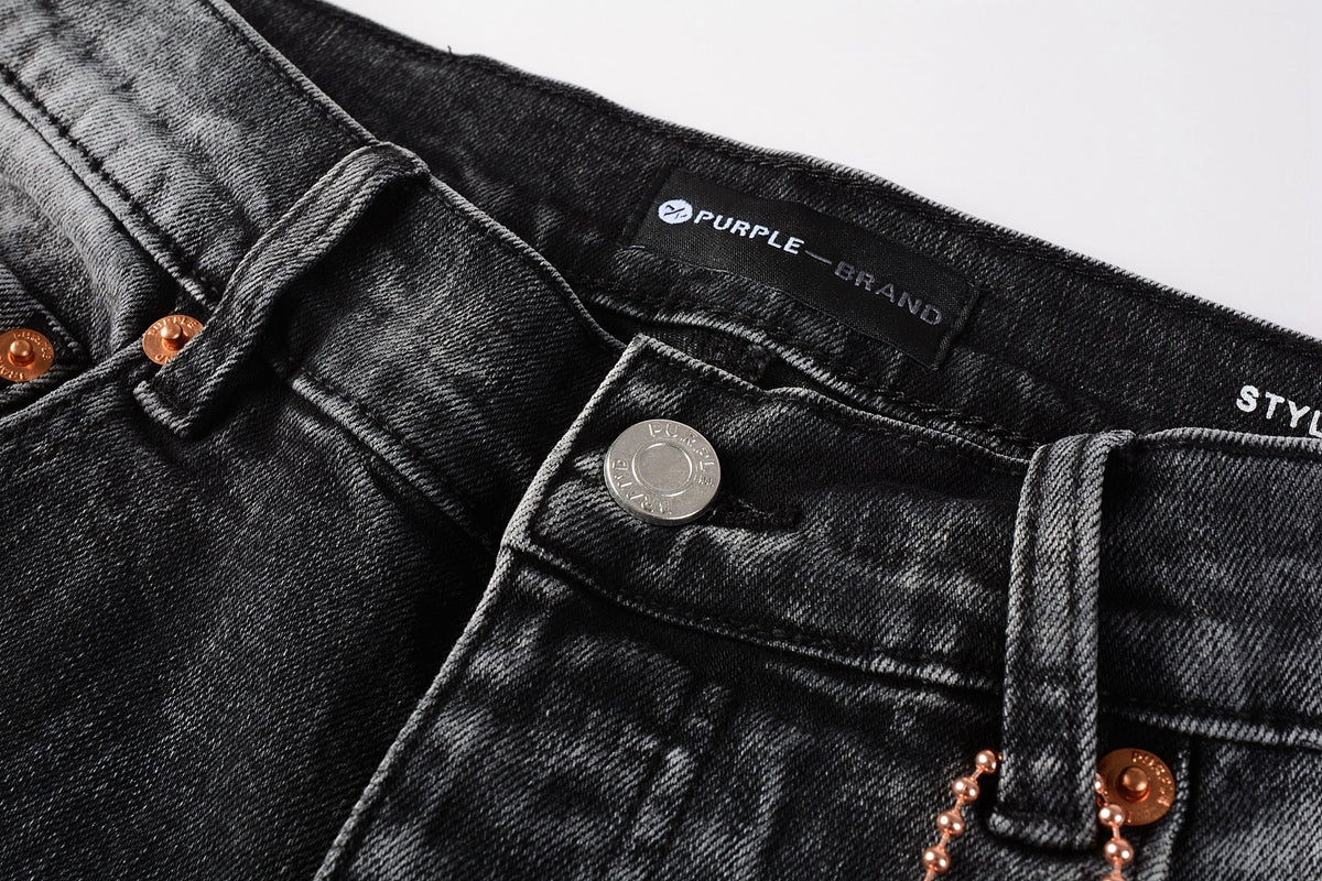 PURPLE  Men Streetwear Skinny Jeans Dark Gray Wash with Minimalist Style 9019