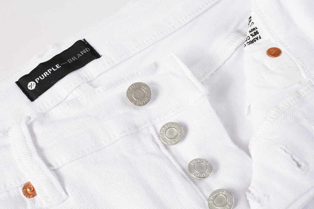 PURPLE   Men Streetwear Skinny Jeans White Wash with Black Paint Splatter and Distressed Rip 9021