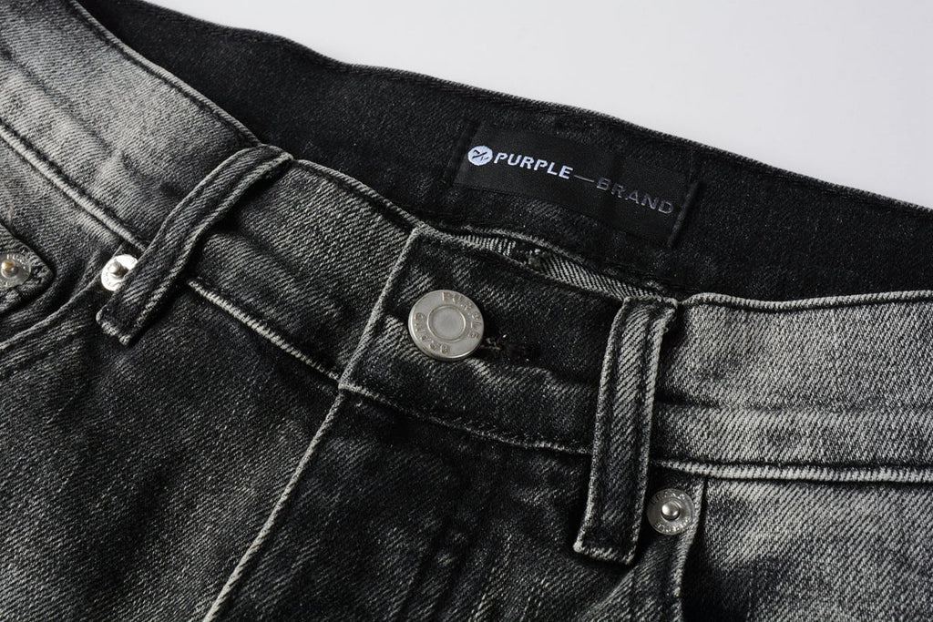PURPLE  Men Classic Streetwear Jeans Distressed Grey Ripped skinny Fit 9103
