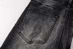 PURPLE  Men Streetwear Skinny Jeans Dark Gray Wash with Minimalist Style 9019