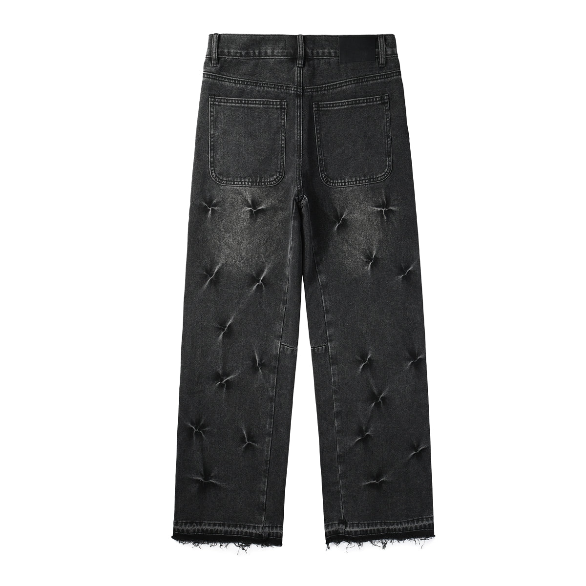 PURPLE  Men Streetwear Wide-Leg Jeans Black Gray Wash with 3D Pinched Pleats