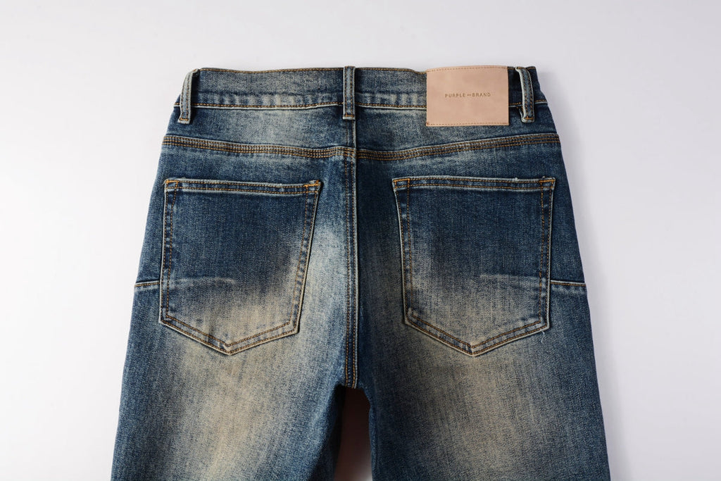 PURPLE  Men Classic Streetwear Jeans Light Washed Distressed skinny Fit 9097
