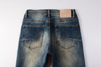 PURPLE  Men Classic Streetwear Jeans Light Washed Distressed skinny Fit 9097