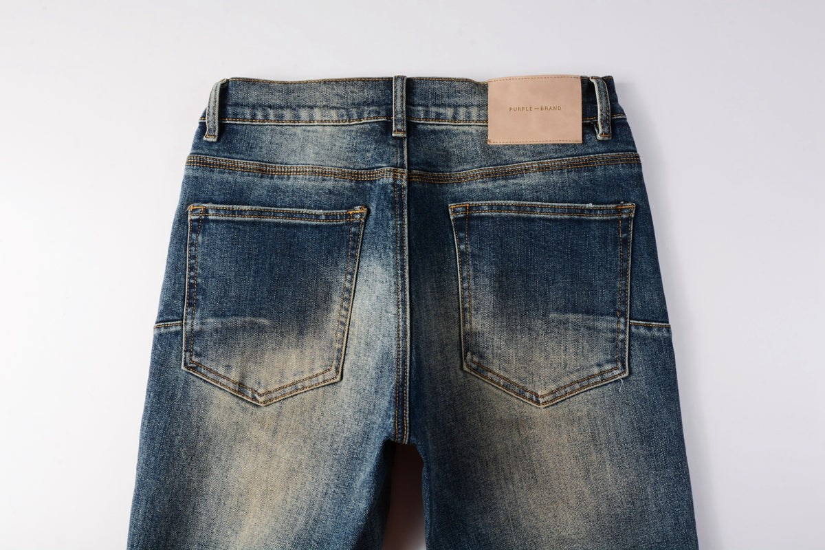 PURPLE  Men Classic Streetwear Jeans Light Washed Distressed skinny Fit 9097
