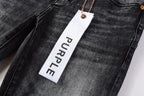 PURPLE  Men Streetwear Skinny Jeans Dark Gray Wash with Minimalist Style 9019