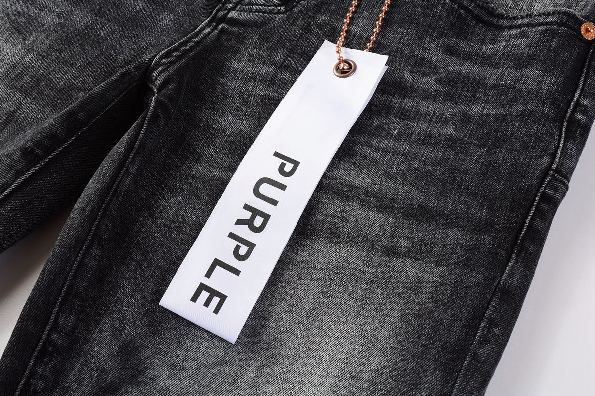 PURPLE  Men Streetwear Skinny Jeans Dark Gray Wash with Minimalist Style 9019