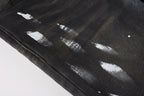 PURPLE  Men Streetwear Skinny Jeans Dark Gray Wash with White Paint Splatter and Brush Strokes 9036