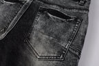 PURPLE  Men Distressed Grey Washed skinny Jeans Ripped Scratch style 9105