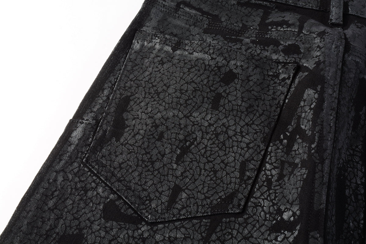 PURPLE  Jeans Coating Texture Personalized Fashion Trend High quality pants 9026