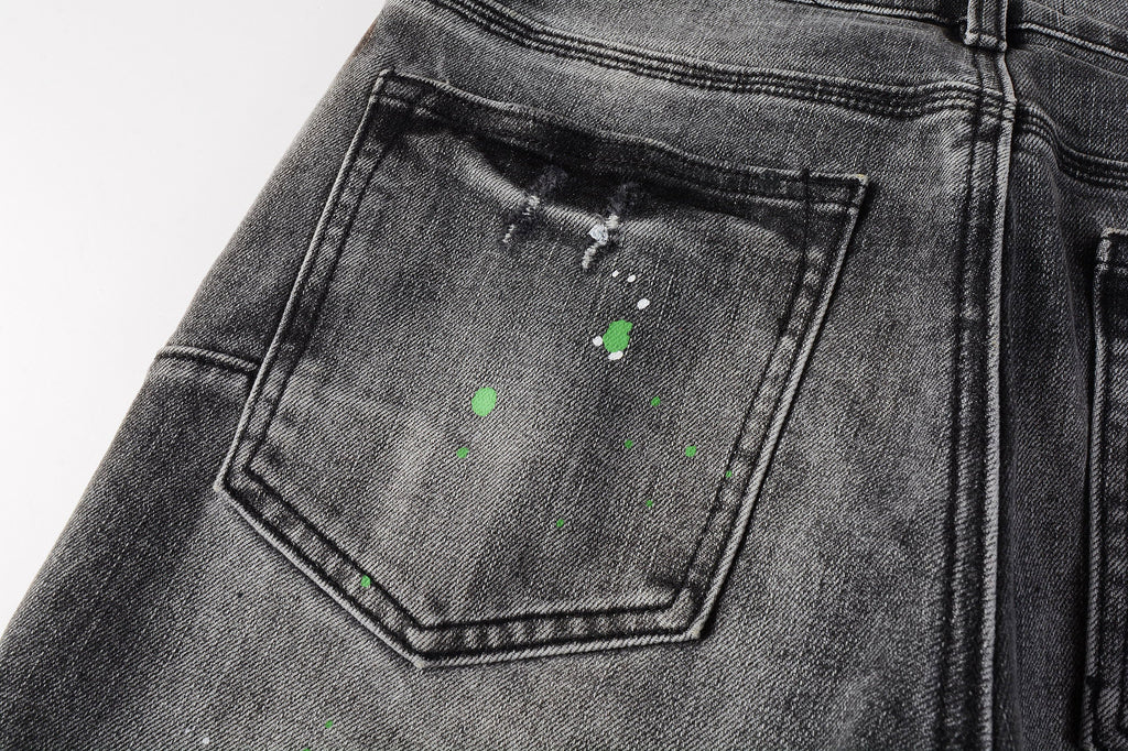 PURPLE  New High Quality Mens Jeans Designer Jeans Fashion Distressed Ripped Denim Cargo For Men High Street Fashion 9031