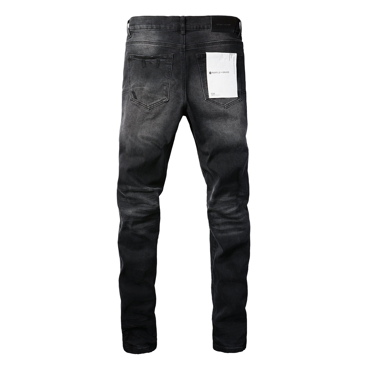 PURPLE  Men Streetwear Skinny Jeans Black Wash with Knee Ripped Details 9029