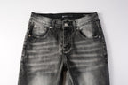 PURPLE  Men Classic Streetwear Jeans Distressed Grey Ripped skinny Fit 9103