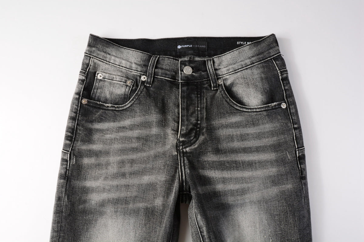 PURPLE  Men Classic Streetwear Jeans Distressed Grey Ripped skinny Fit 9103
