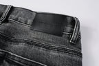 PURPLE  Men Classic Streetwear Jeans Distressed Grey Ripped skinny Fit 9103