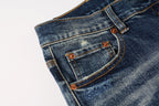 PURPLE  Men Classic Streetwear Jeans Distressed Dark Blue Ripped skinny 9096