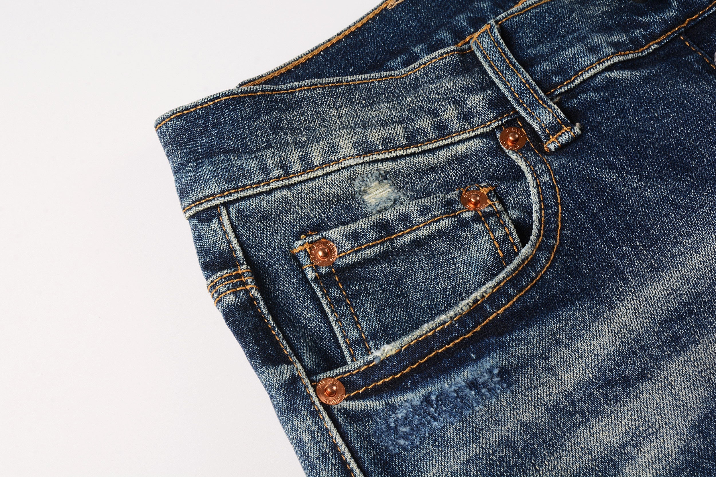 PURPLE  Men Classic Streetwear Jeans Distressed Dark Blue Ripped skinny 9096