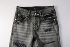 PURPLE  Men Classic Streetwear Jeans Distressed Black Grey Ripped skinny 9068