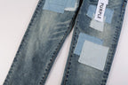 PURPLE  Men Streetwear Skinny Jeans Light Blue Wash with Patchwork Distressed Details 9015