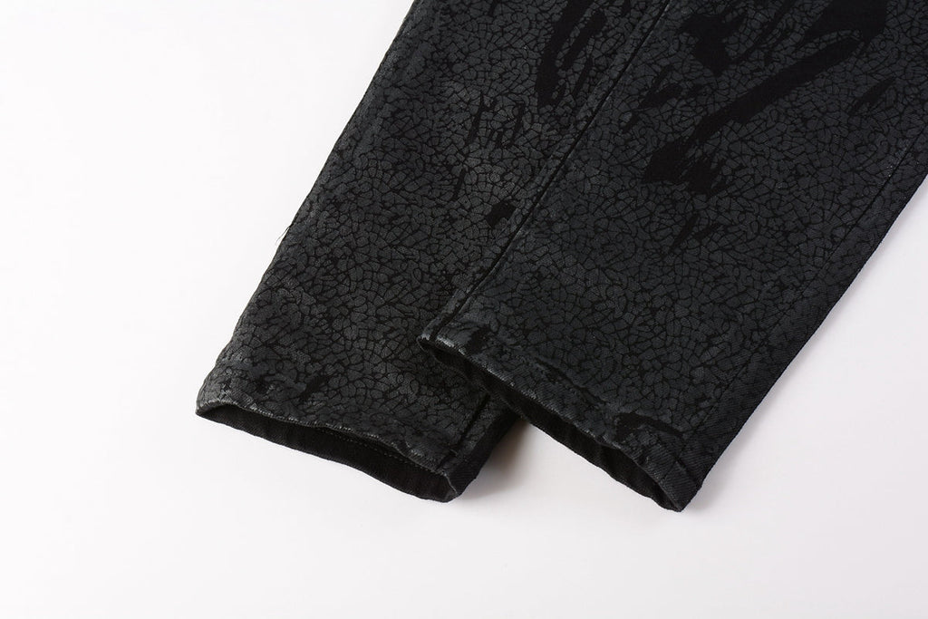 PURPLE  Jeans Coating Texture Personalized Fashion Trend High quality pants 9026