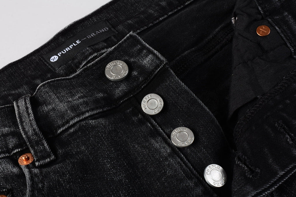 PURPLE  Men Streetwear Skinny Jeans Dark Gray Wash with Minimalist Style 9019