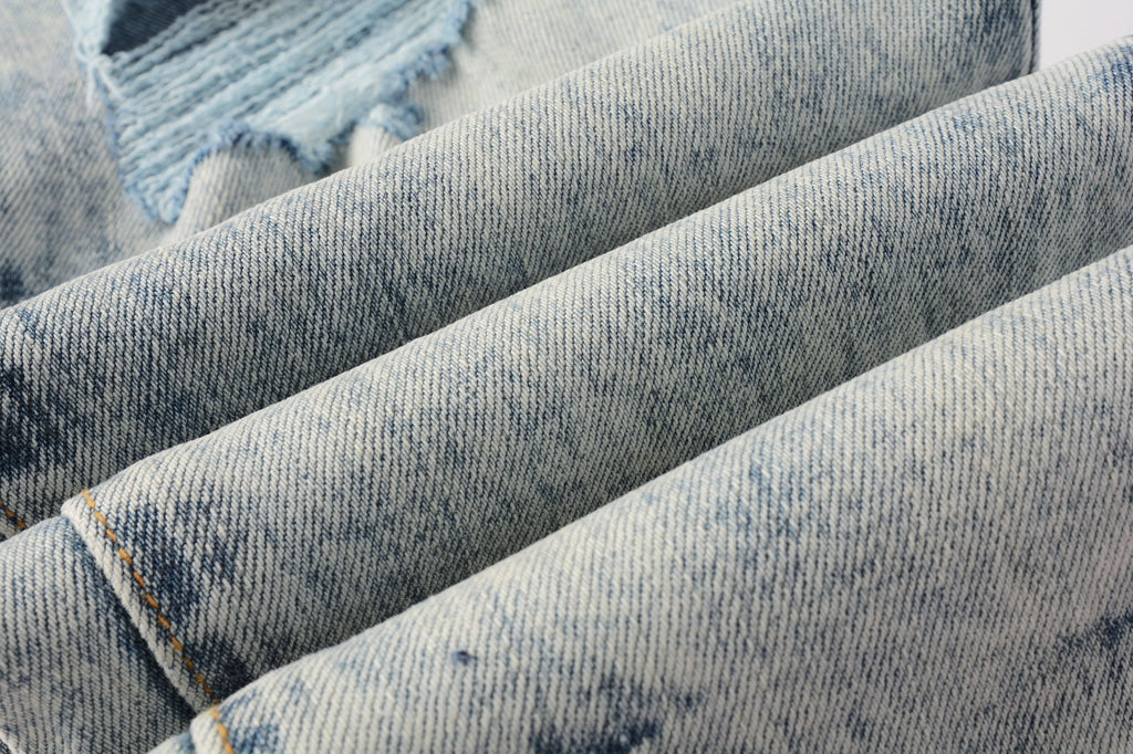 PURPLE  Men Streetwear Jeans Distressed Light Blue Abstract Ripped skinny 9093