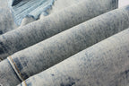 PURPLE  Men Streetwear Jeans Distressed Light Blue Abstract Ripped skinny 9093