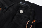 PURPLE  Men Streetwear Skinny Jeans Black Wash with Distressed Rip Details 9022