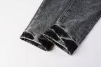 PURPLE  Men Classic Streetwear Jeans Distressed Grey Ripped skinny Fit 9103
