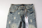PURPLE   Men Streetwear Jeans Distressed Light Blue Paint Dot Ripped skinny 9092