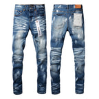PURPLE Jeans Mens Jeans Man Jeans Pants Designer Black Skinny Stickers Light Wash Ripped Motorcycle 9062