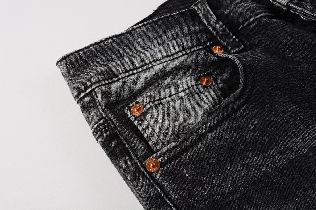 PURPLE  Men Streetwear Skinny Jeans Dark Gray Wash with Minimalist Style 9019