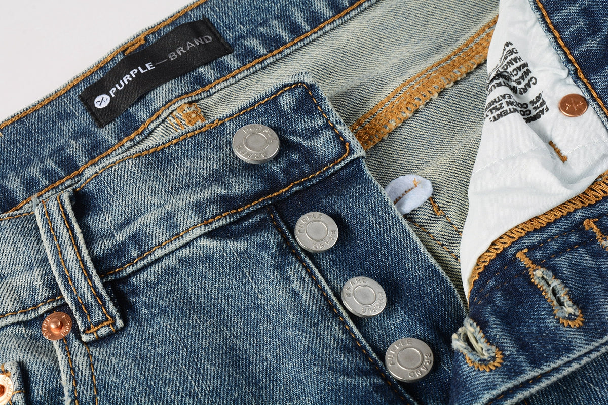 PURPLE  Blue Paint Distressed Jeans 9077 with VintageInspired Worn Look
