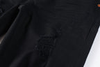 PURPLE  Men Streetwear Skinny Jeans Black Wash with Distressed Rip Details 9022