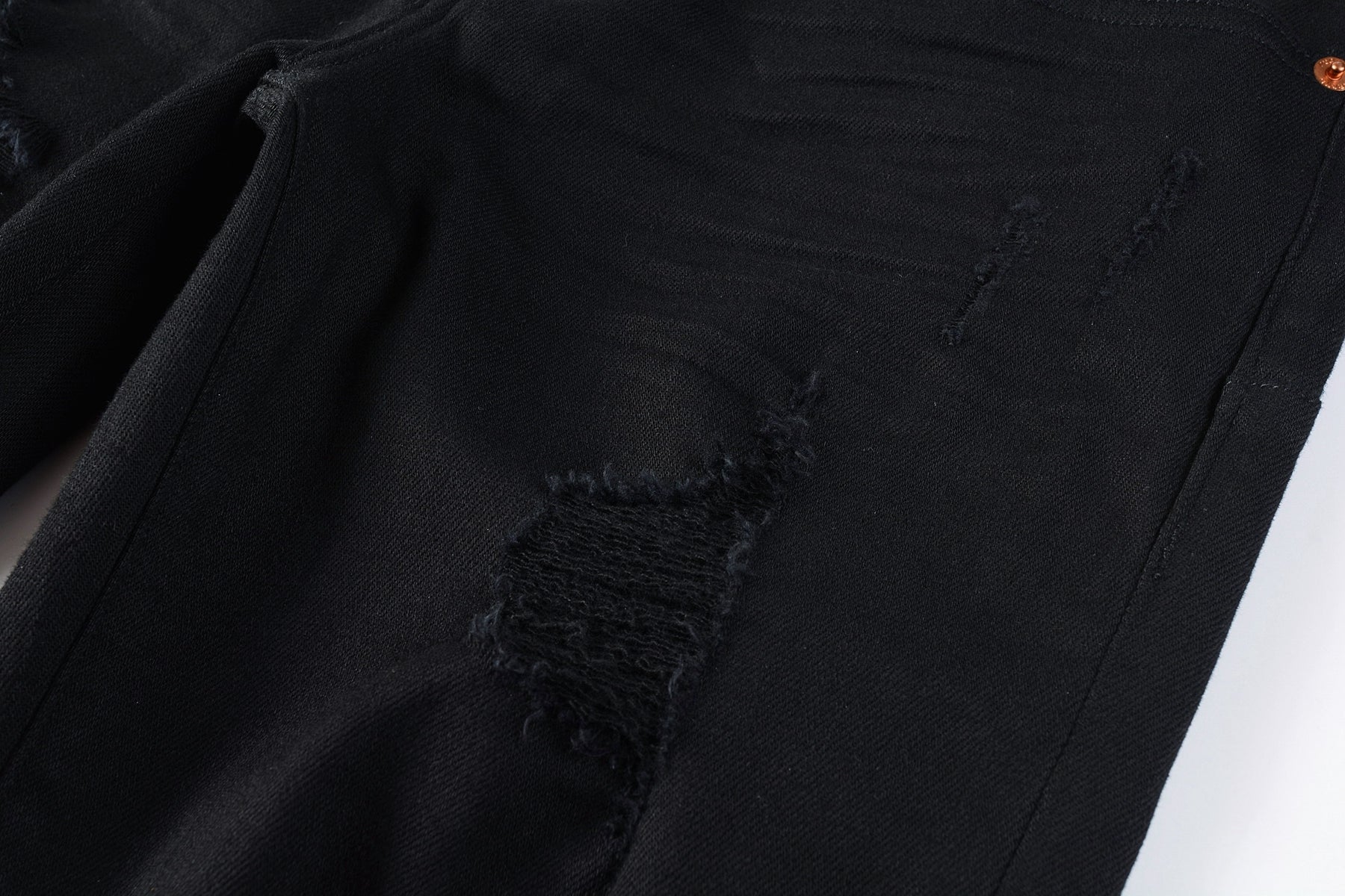 PURPLE  Men Streetwear Skinny Jeans Black Wash with Distressed Rip Details 9022