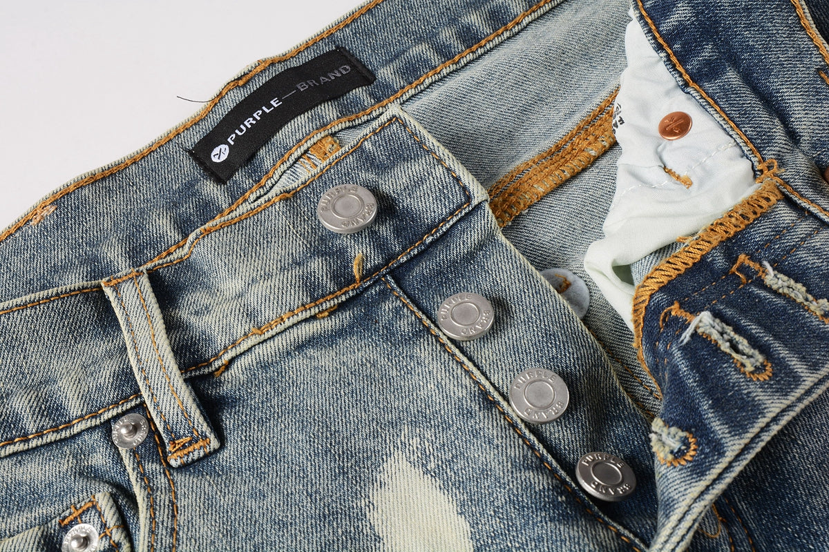 PURPLE   Men Streetwear Jeans Distressed Light Blue Paint Dot Ripped skinny 9092