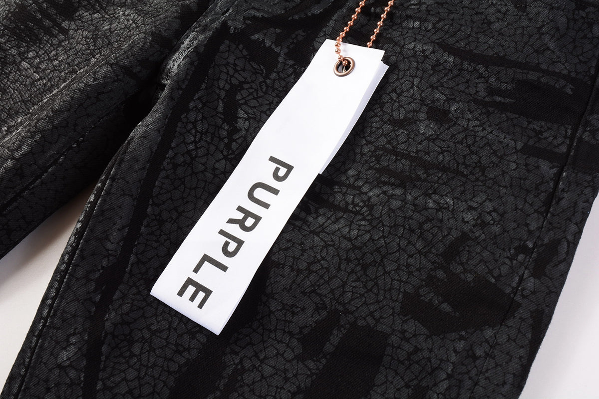 PURPLE  Jeans Coating Texture Personalized Fashion Trend High quality pants 9026