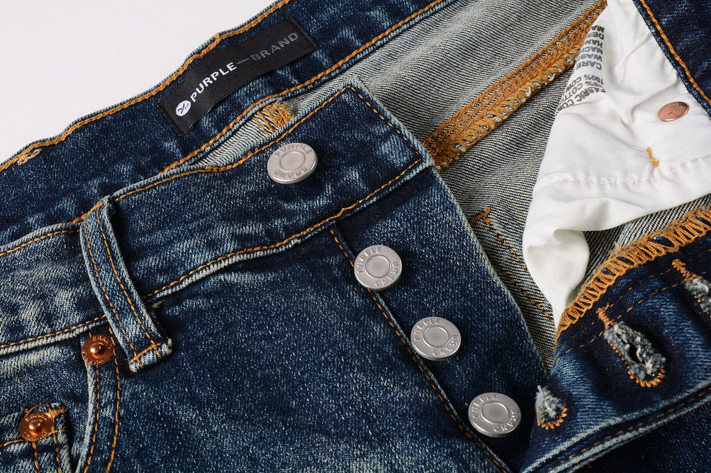 PURPLE  Men Classic Streetwear Jeans Distressed Dark Blue Ripped skinny 9096