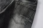 PURPLE  Men Classic Streetwear Jeans Distressed Grey Ripped skinny Fit 9103