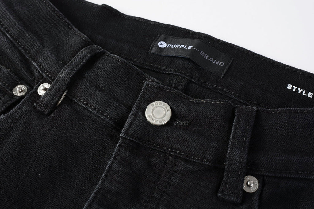 PURPLE  Men Distressed Black Skinny Jeans with Heavy Ripped Design and Grunge Streetwear Vibe 9108