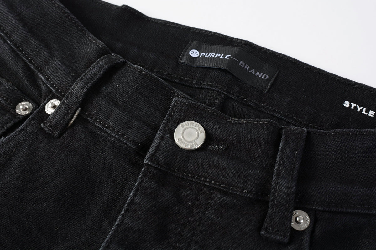 PURPLE  Men Distressed Black Skinny Jeans with Heavy Ripped Design and Grunge Streetwear Vibe 9108