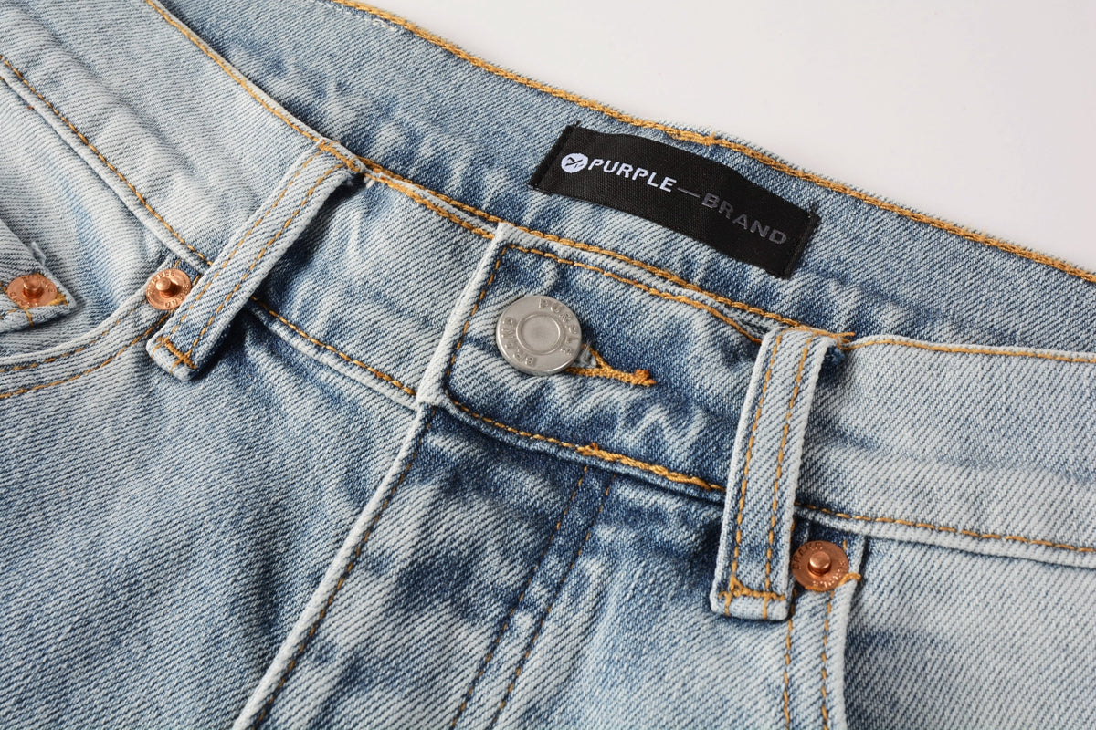 PURPLE  Men Streetwear Jeans Light Blue Ripped Graffiti Print Distressed skinny 9101