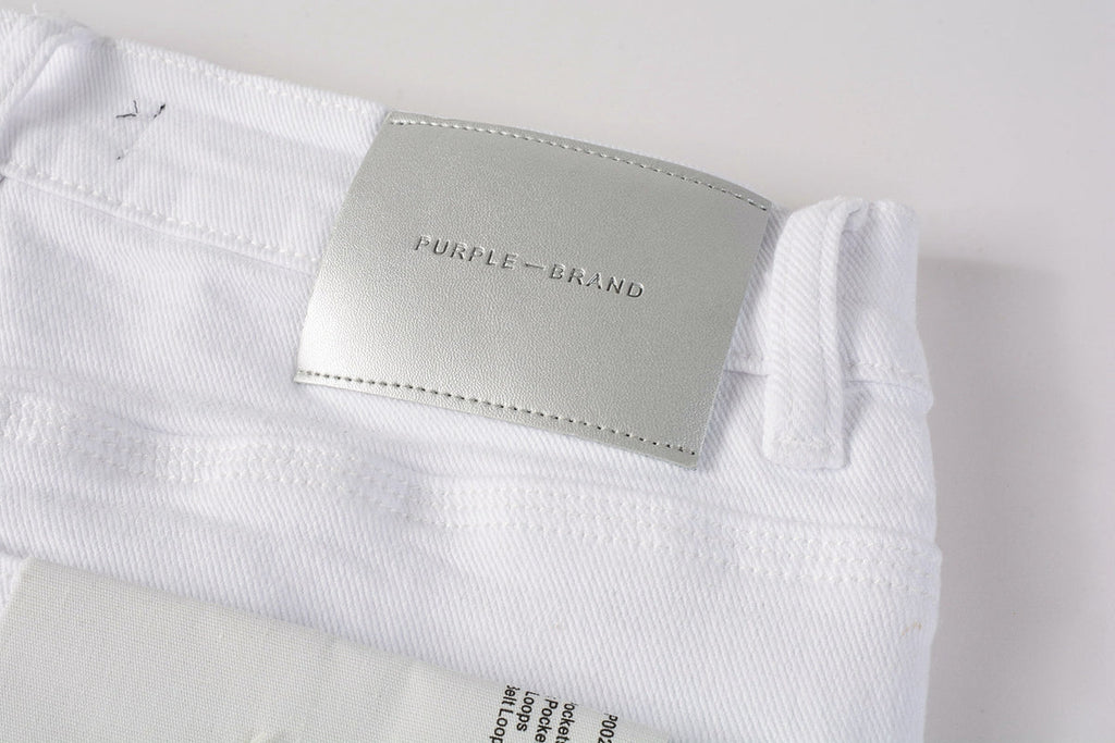 PURPLE   Men Streetwear Skinny Jeans White Wash with Black Paint Splatter and Distressed Rip 9021