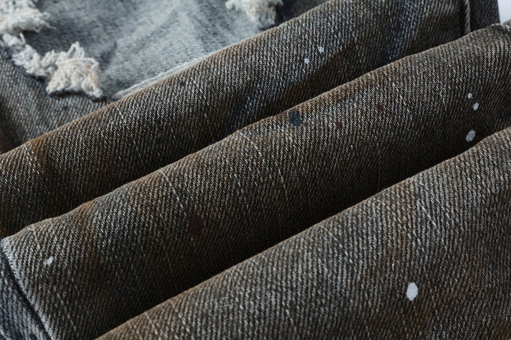 PURPLE  New High Quality Mens Jeans Designer Jeans Fashion Distressed Ripped Denim Cargo For Men High Street Fashion 9031