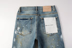 PURPLE  Blue Paint Distressed Jeans 9077 with VintageInspired Worn Look