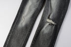 PURPLE  Men Classic Streetwear Jeans Distressed Grey Ripped skinny Fit 9103