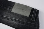 PURPLE   Men Streetwear Skinny Jeans Black - Gray Fade Wash with White Paint Specks 9027