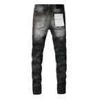 PURPLE  Men Streetwear Skinny Jeans Dark Gray Wash with Minimalist Style 9019