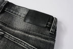 PURPLE  Men Classic Streetwear Jeans Distressed Grey Ripped skinny Fit 9103