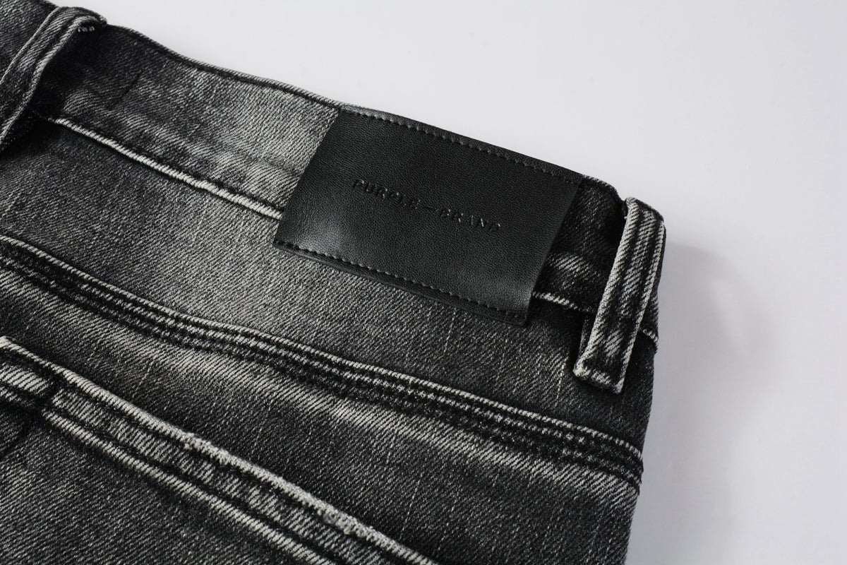 PURPLE  Men Classic Streetwear Jeans Distressed Grey Ripped skinny Fit 9103